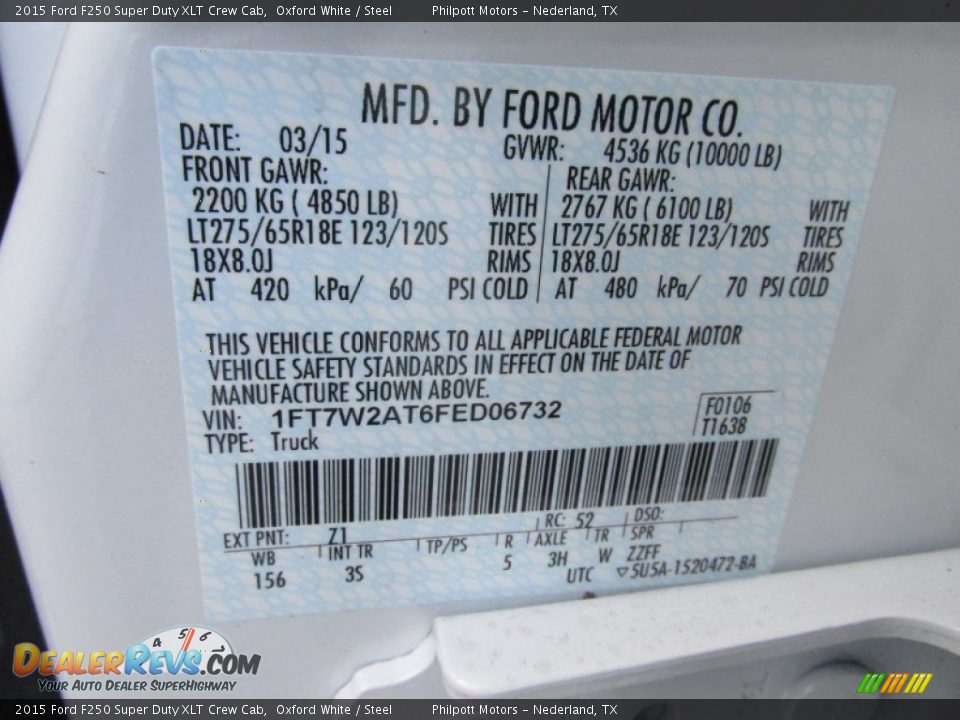 2015 Ford F250 Super Duty XLT Crew Cab Oxford White / Steel Photo #35