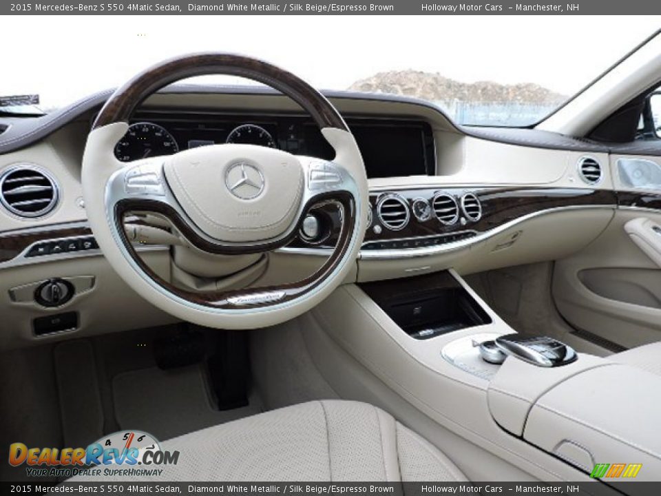 2015 Mercedes-Benz S 550 4Matic Sedan Diamond White Metallic / Silk Beige/Espresso Brown Photo #7