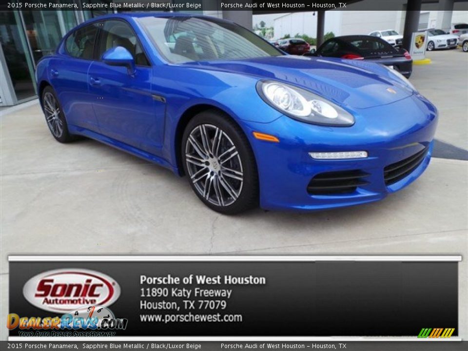 2015 Porsche Panamera Sapphire Blue Metallic / Black/Luxor Beige Photo #1