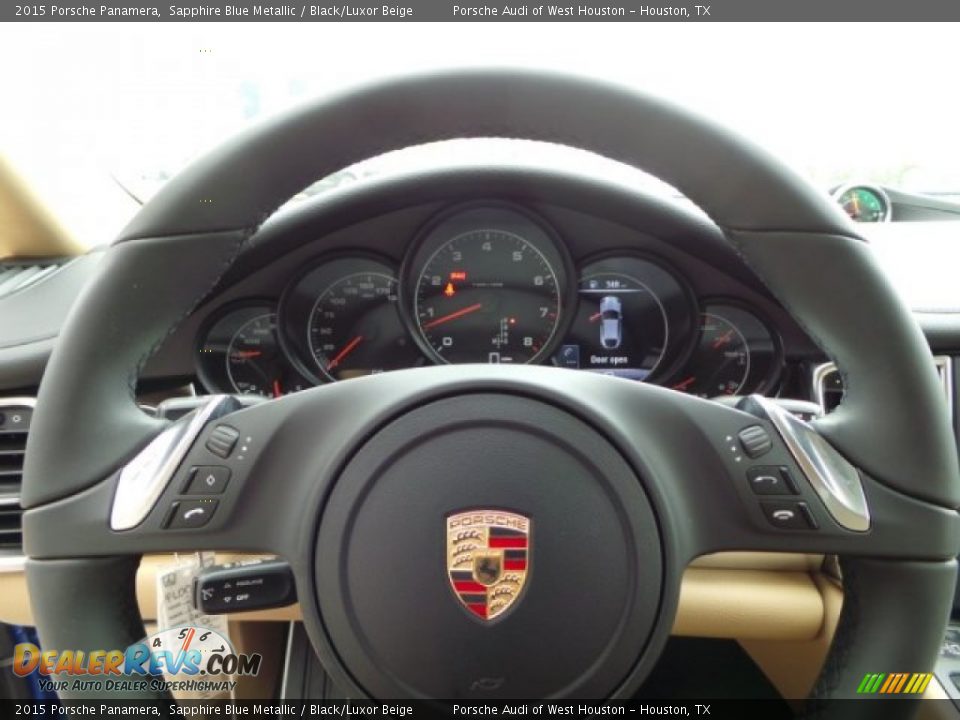 2015 Porsche Panamera Sapphire Blue Metallic / Black/Luxor Beige Photo #22