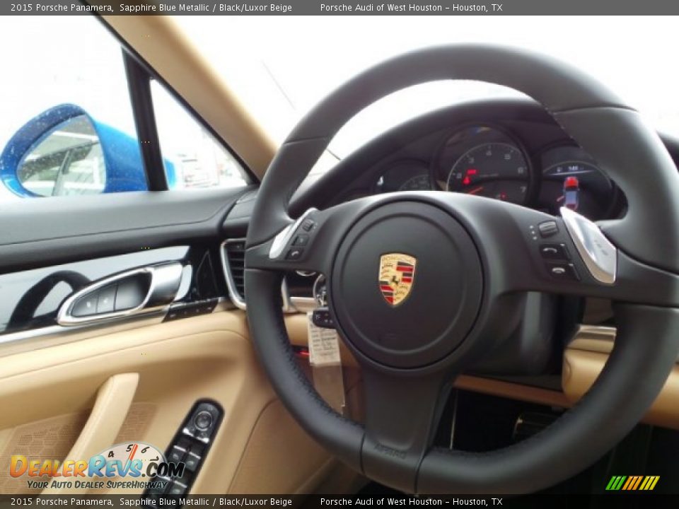 2015 Porsche Panamera Sapphire Blue Metallic / Black/Luxor Beige Photo #26