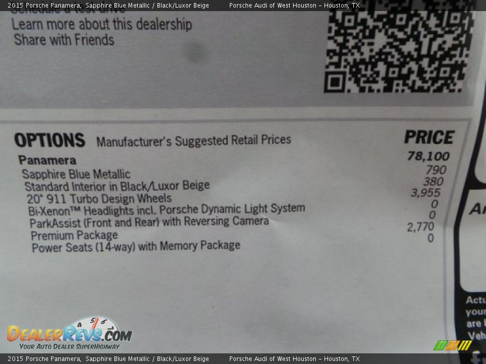 2015 Porsche Panamera  Window Sticker Photo #32