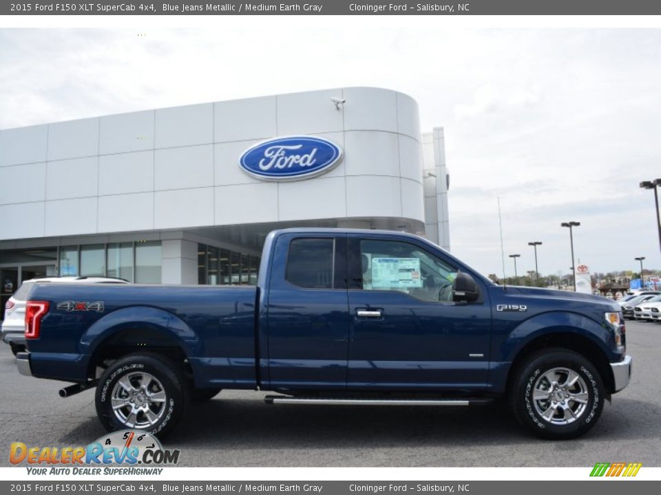 2015 Ford F150 XLT SuperCab 4x4 Blue Jeans Metallic / Medium Earth Gray Photo #2