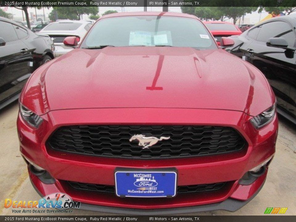 2015 Ford Mustang EcoBoost Premium Coupe Ruby Red Metallic / Ebony Photo #3