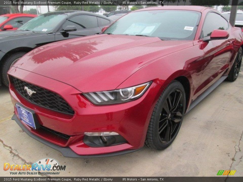 2015 Ford Mustang EcoBoost Premium Coupe Ruby Red Metallic / Ebony Photo #4
