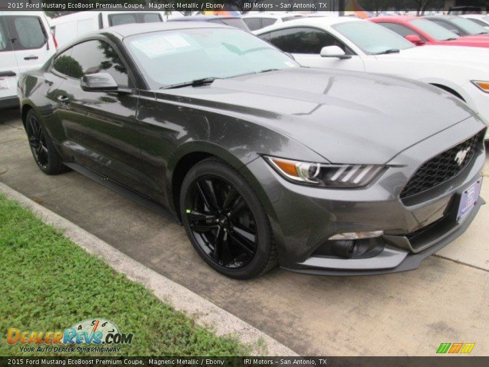 2015 Ford Mustang EcoBoost Premium Coupe Magnetic Metallic / Ebony Photo #1