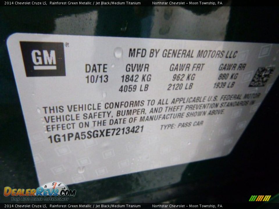 2014 Chevrolet Cruze LS Rainforest Green Metallic / Jet Black/Medium Titanium Photo #19