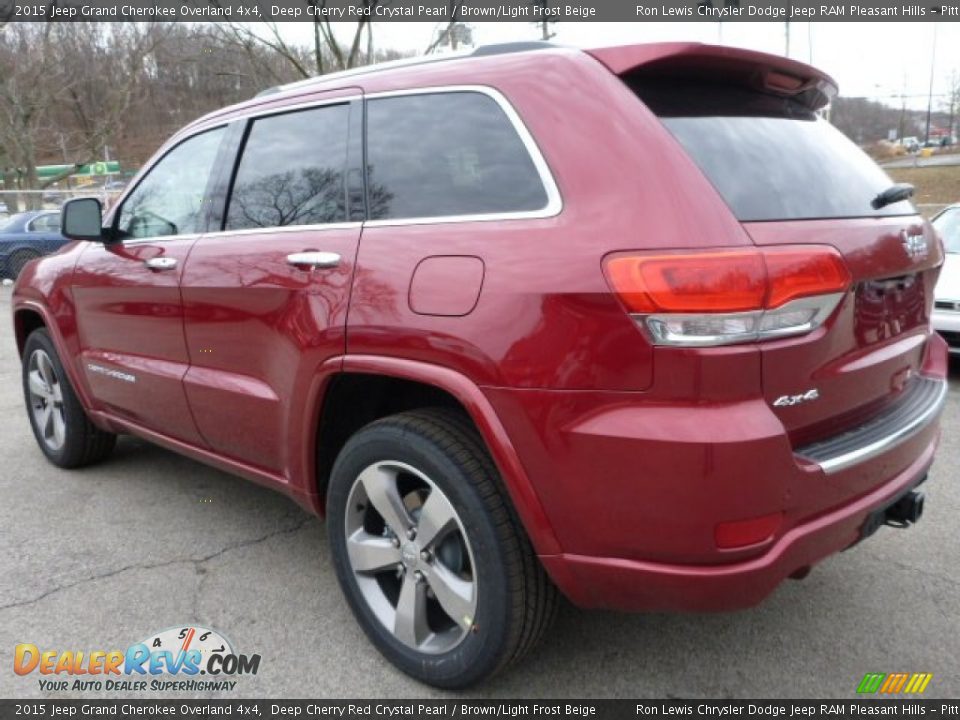 2015 Jeep Grand Cherokee Overland 4x4 Deep Cherry Red Crystal Pearl / Brown/Light Frost Beige Photo #3