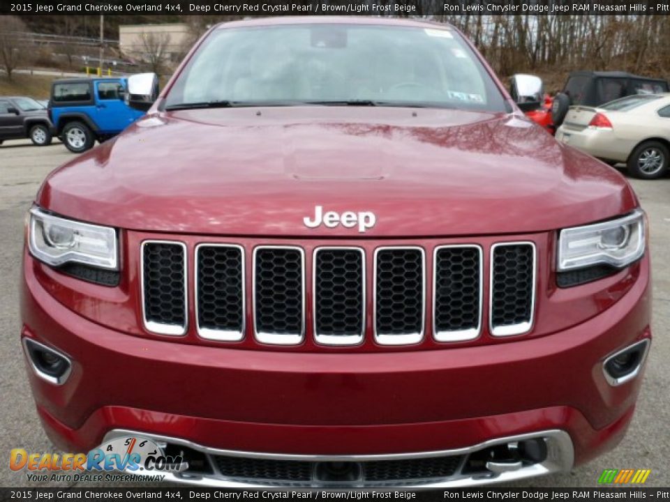 2015 Jeep Grand Cherokee Overland 4x4 Deep Cherry Red Crystal Pearl / Brown/Light Frost Beige Photo #8
