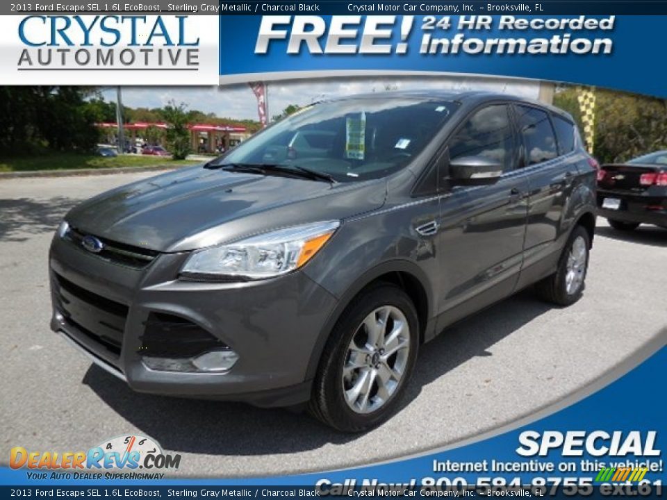 2013 Ford Escape SEL 1.6L EcoBoost Sterling Gray Metallic / Charcoal Black Photo #1