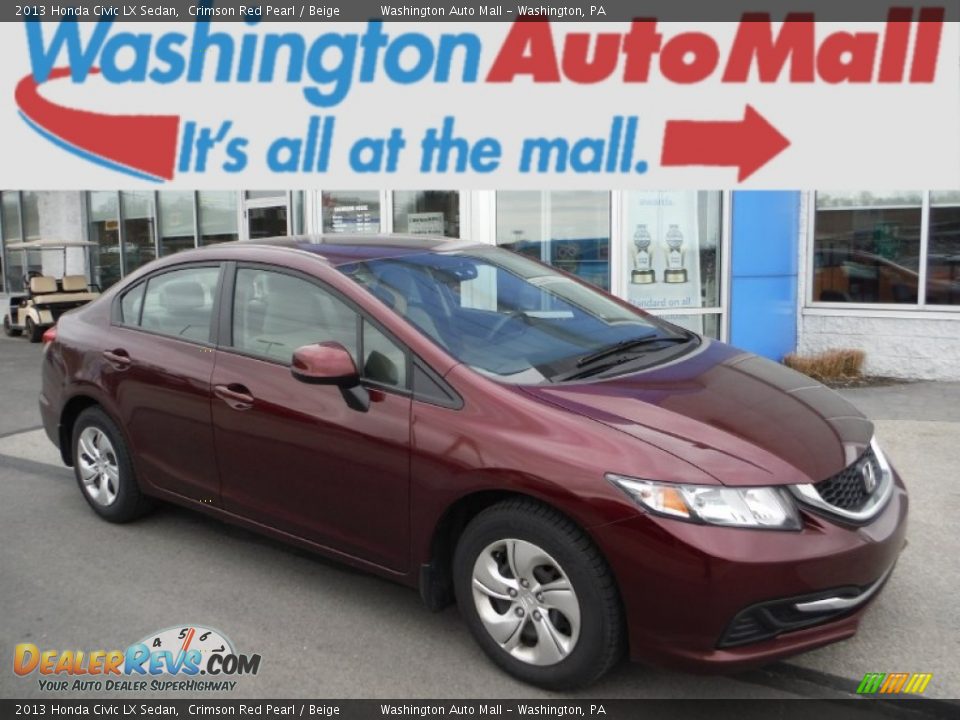 2013 Honda Civic LX Sedan Crimson Red Pearl / Beige Photo #1