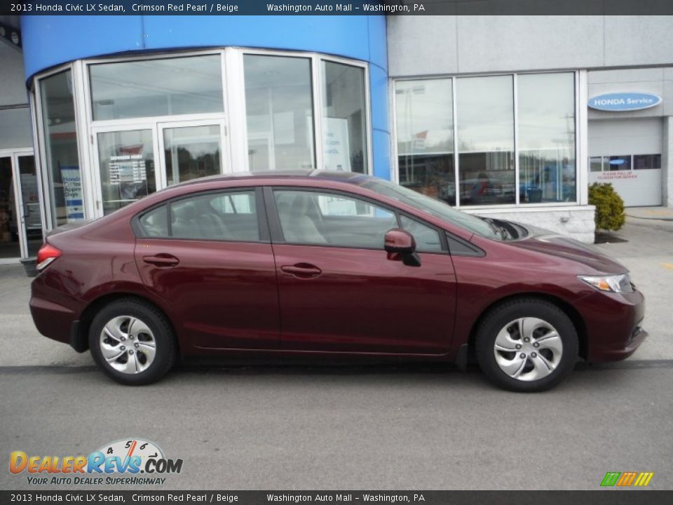 2013 Honda Civic LX Sedan Crimson Red Pearl / Beige Photo #2