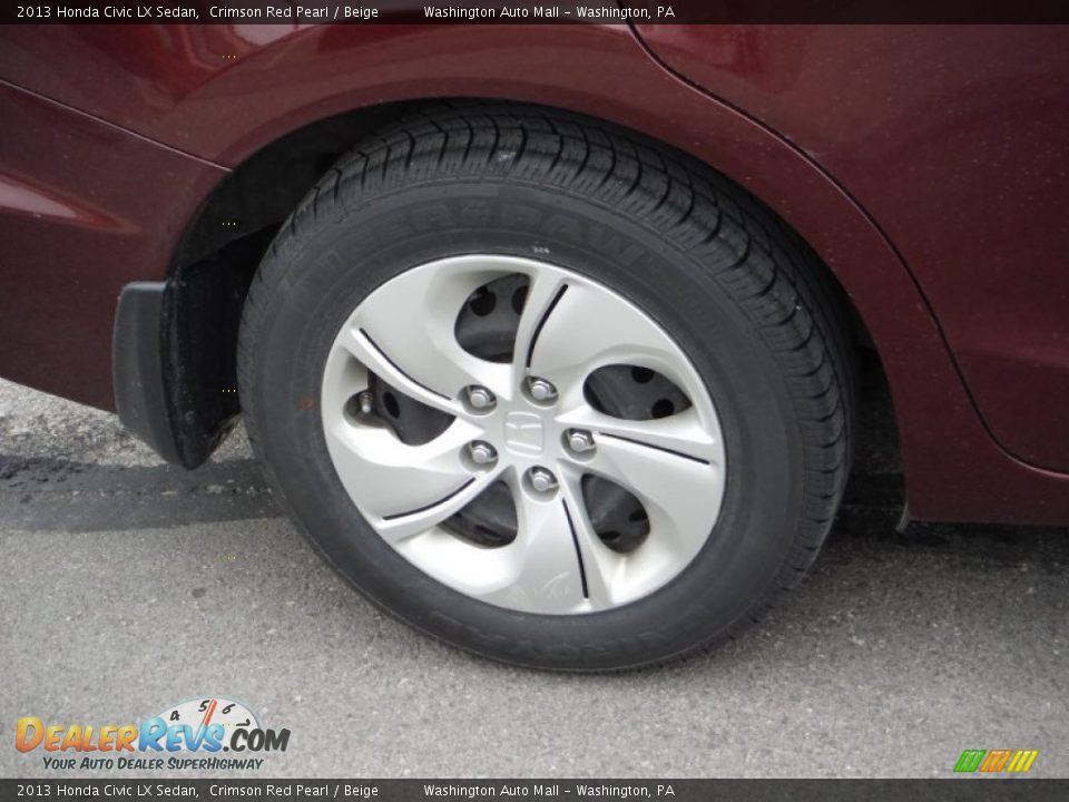 2013 Honda Civic LX Sedan Crimson Red Pearl / Beige Photo #3