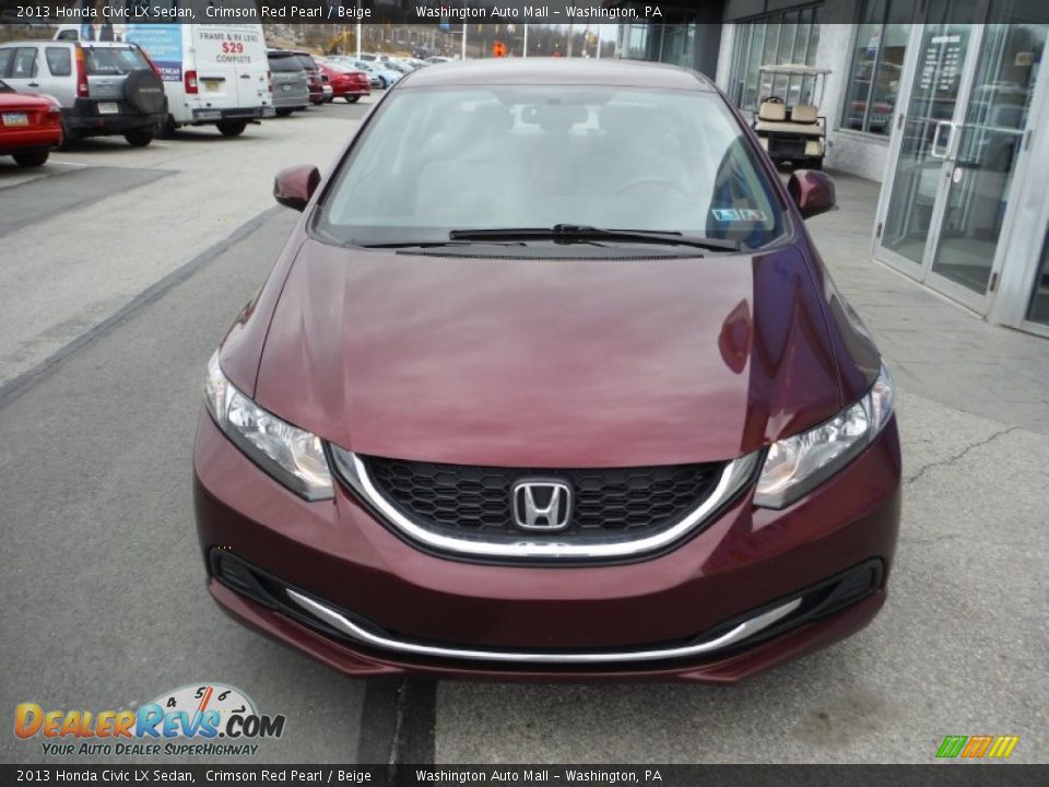 2013 Honda Civic LX Sedan Crimson Red Pearl / Beige Photo #4