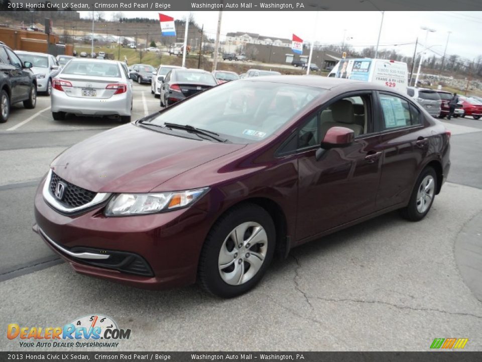 2013 Honda Civic LX Sedan Crimson Red Pearl / Beige Photo #5