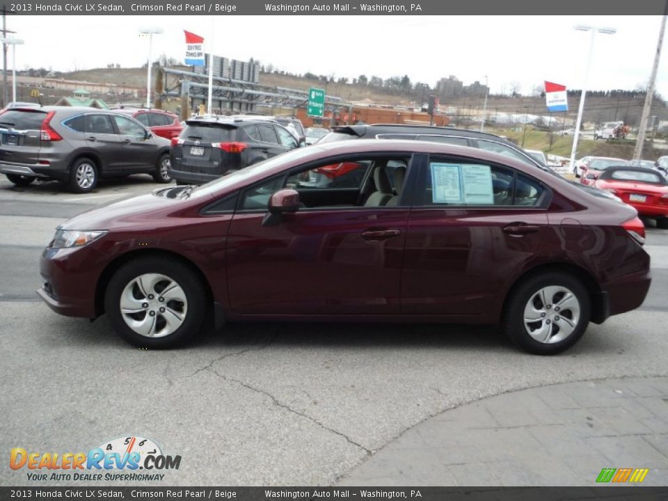 2013 Honda Civic LX Sedan Crimson Red Pearl / Beige Photo #6