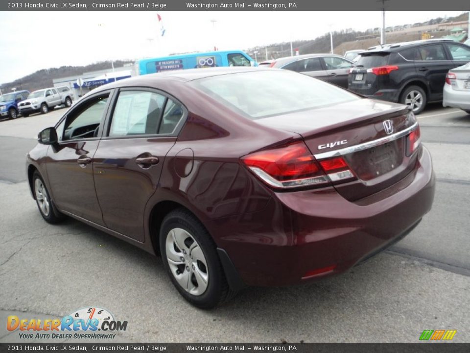 2013 Honda Civic LX Sedan Crimson Red Pearl / Beige Photo #7