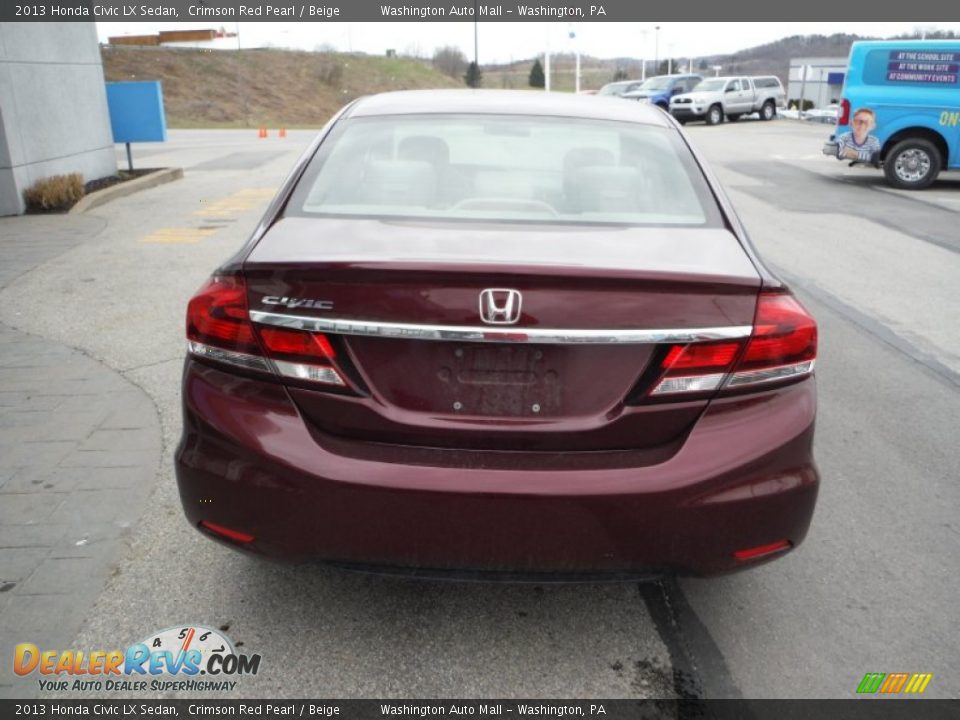 2013 Honda Civic LX Sedan Crimson Red Pearl / Beige Photo #8