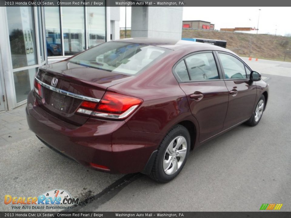 2013 Honda Civic LX Sedan Crimson Red Pearl / Beige Photo #9