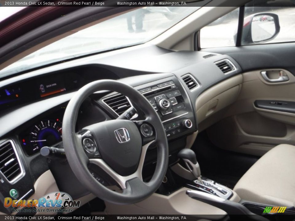 2013 Honda Civic LX Sedan Crimson Red Pearl / Beige Photo #11
