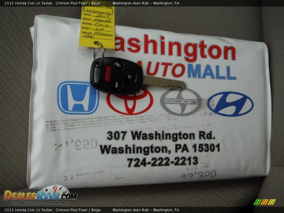 2013 Honda Civic LX Sedan Crimson Red Pearl / Beige Photo #18