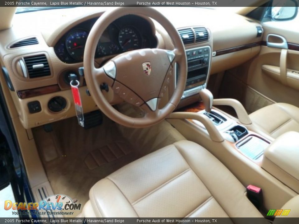 2005 Porsche Cayenne Lapis Blue Metallic / Havanna/Sand Beige Photo #15