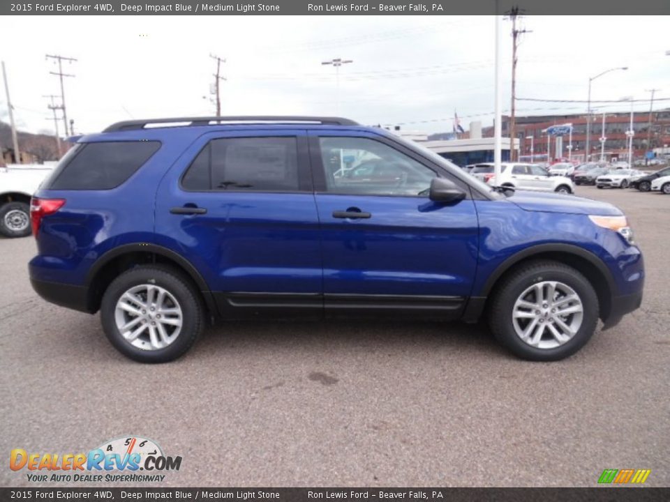 2015 Ford Explorer 4WD Deep Impact Blue / Medium Light Stone Photo #1