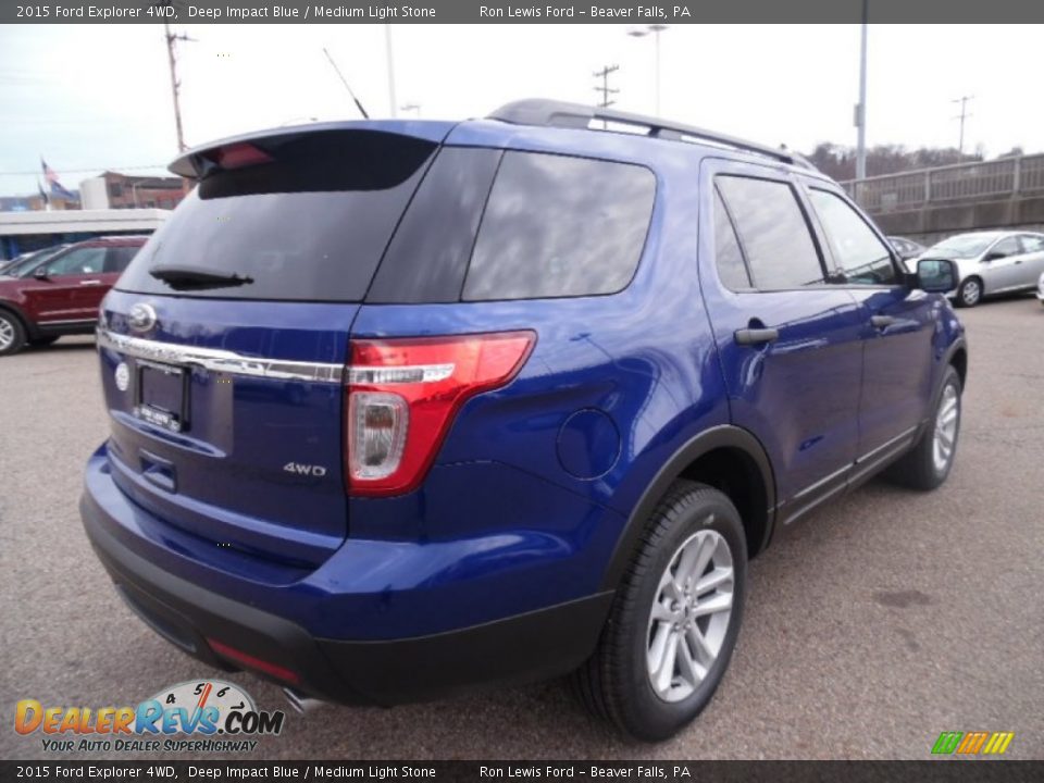 2015 Ford Explorer 4WD Deep Impact Blue / Medium Light Stone Photo #3
