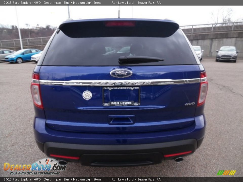 2015 Ford Explorer 4WD Deep Impact Blue / Medium Light Stone Photo #4