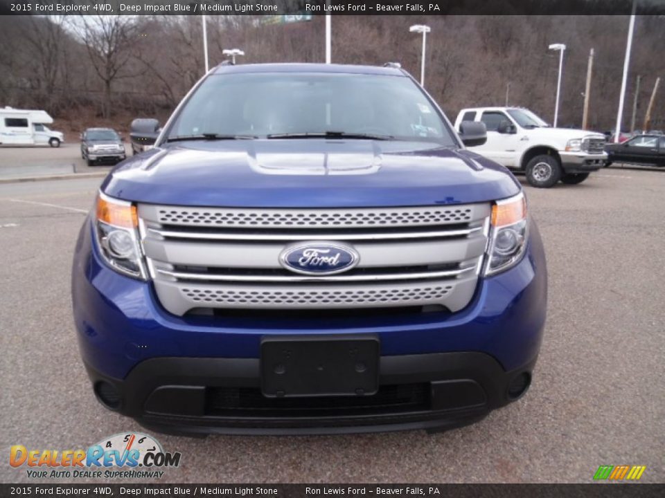 2015 Ford Explorer 4WD Deep Impact Blue / Medium Light Stone Photo #9