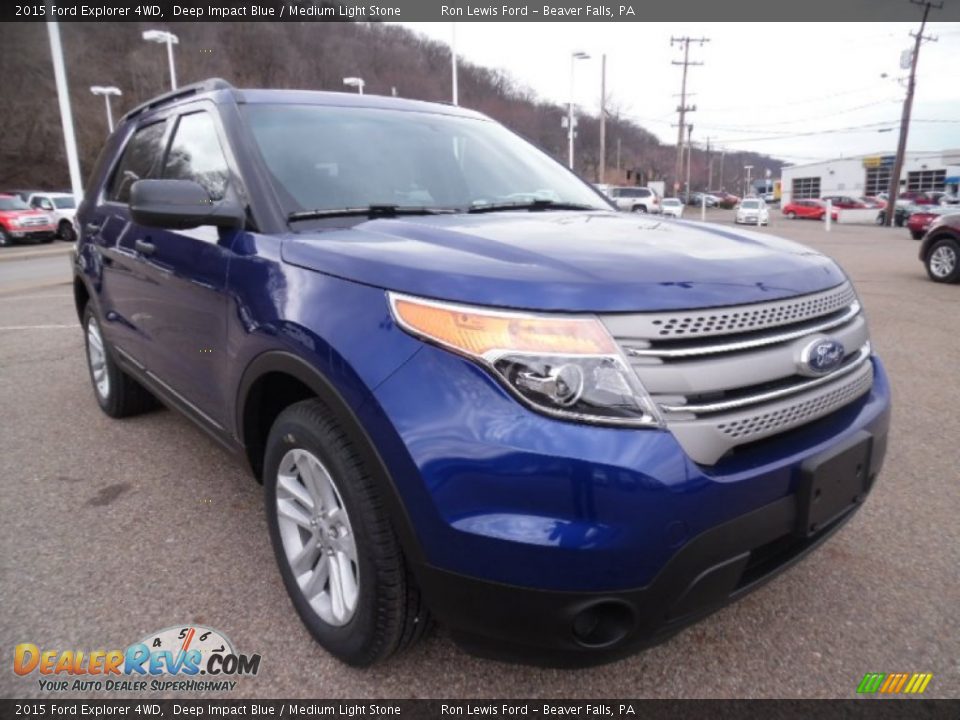 2015 Ford Explorer 4WD Deep Impact Blue / Medium Light Stone Photo #10