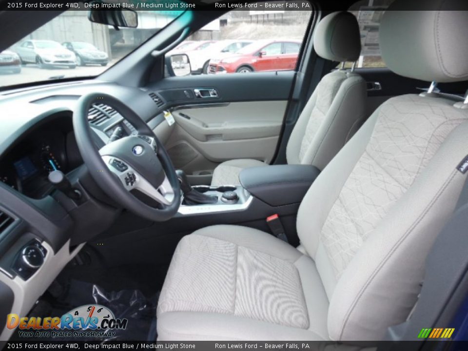 2015 Ford Explorer 4WD Deep Impact Blue / Medium Light Stone Photo #12