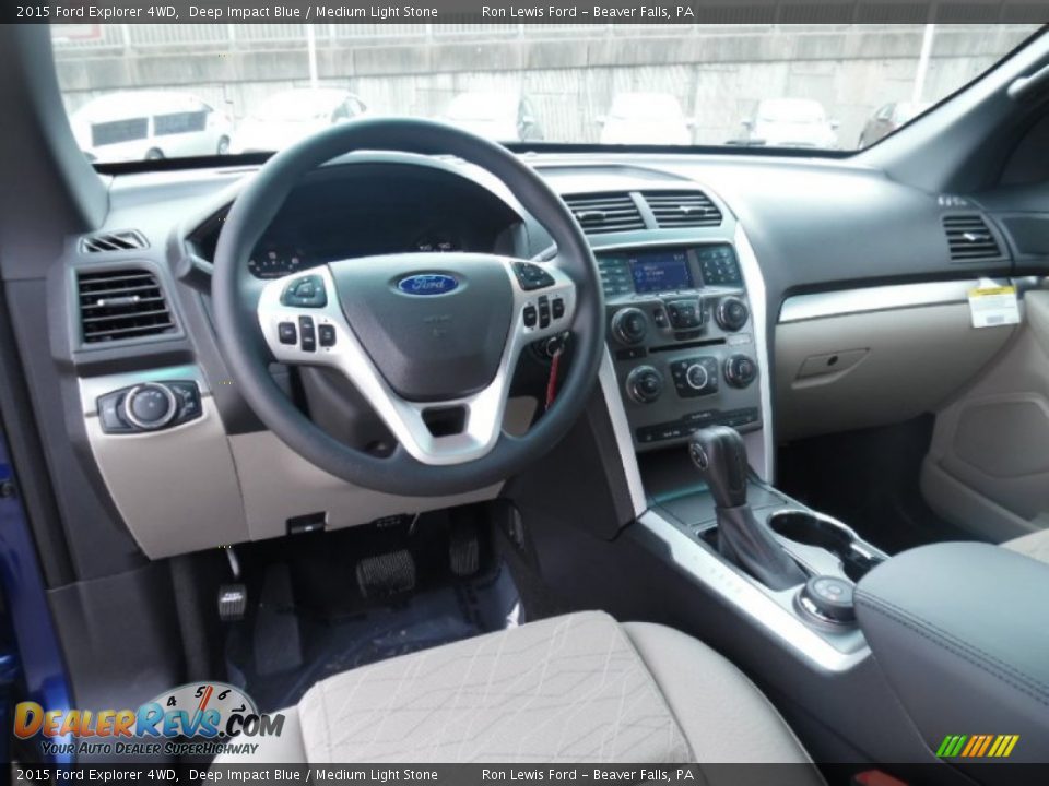 2015 Ford Explorer 4WD Deep Impact Blue / Medium Light Stone Photo #14