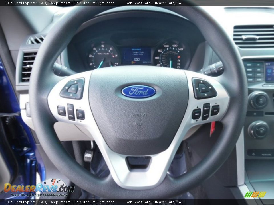 2015 Ford Explorer 4WD Deep Impact Blue / Medium Light Stone Photo #18