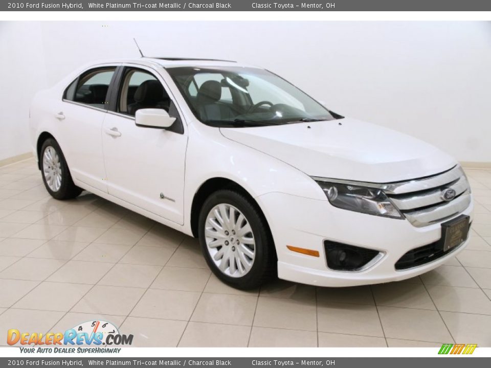 2010 Ford Fusion Hybrid White Platinum Tri-coat Metallic / Charcoal Black Photo #1