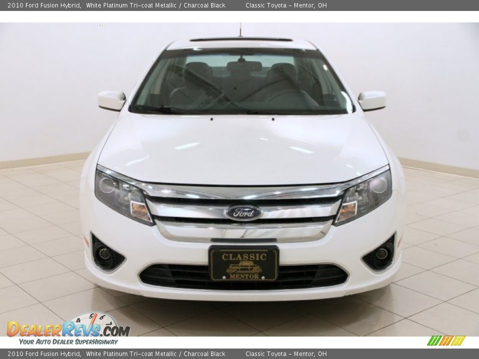 2010 Ford Fusion Hybrid White Platinum Tri-coat Metallic / Charcoal Black Photo #2