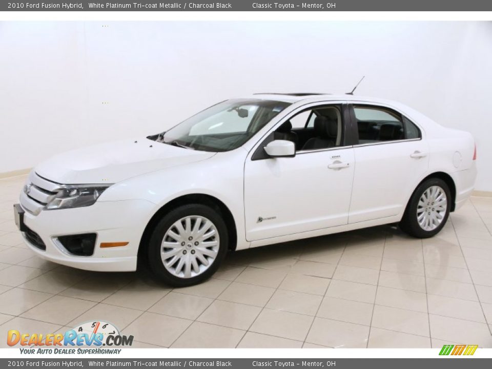 2010 Ford Fusion Hybrid White Platinum Tri-coat Metallic / Charcoal Black Photo #3