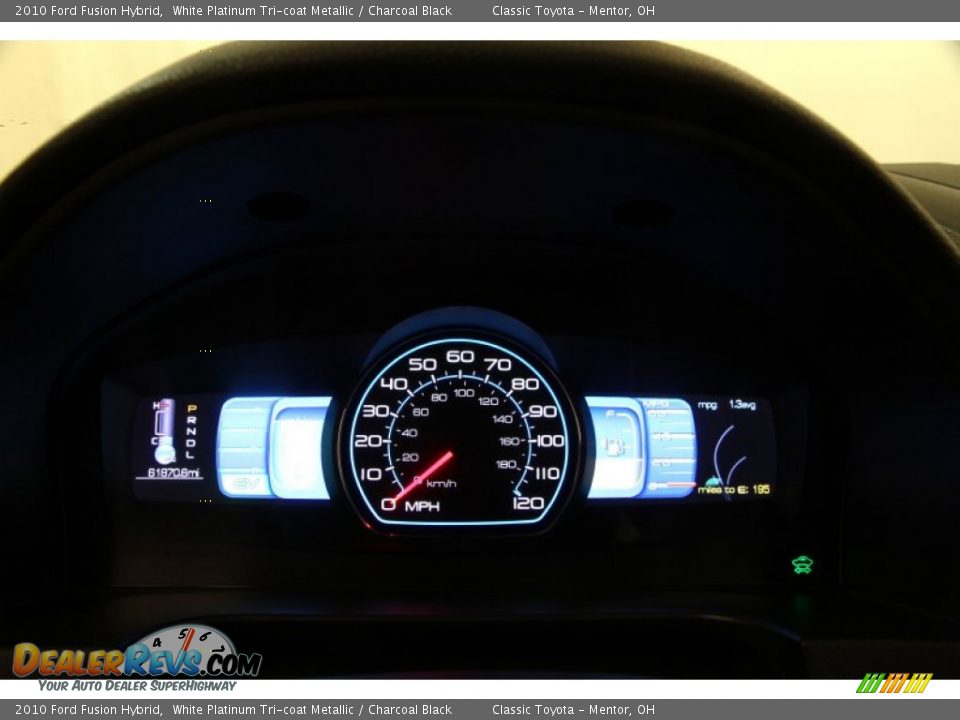 2010 Ford Fusion Hybrid White Platinum Tri-coat Metallic / Charcoal Black Photo #7