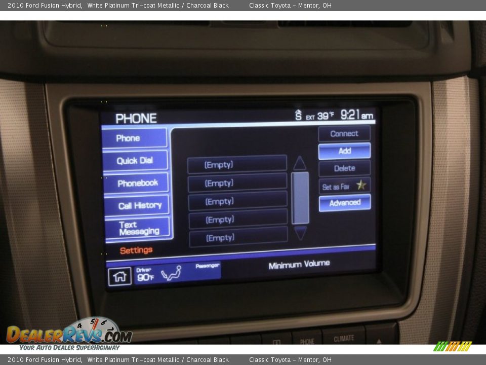2010 Ford Fusion Hybrid White Platinum Tri-coat Metallic / Charcoal Black Photo #10