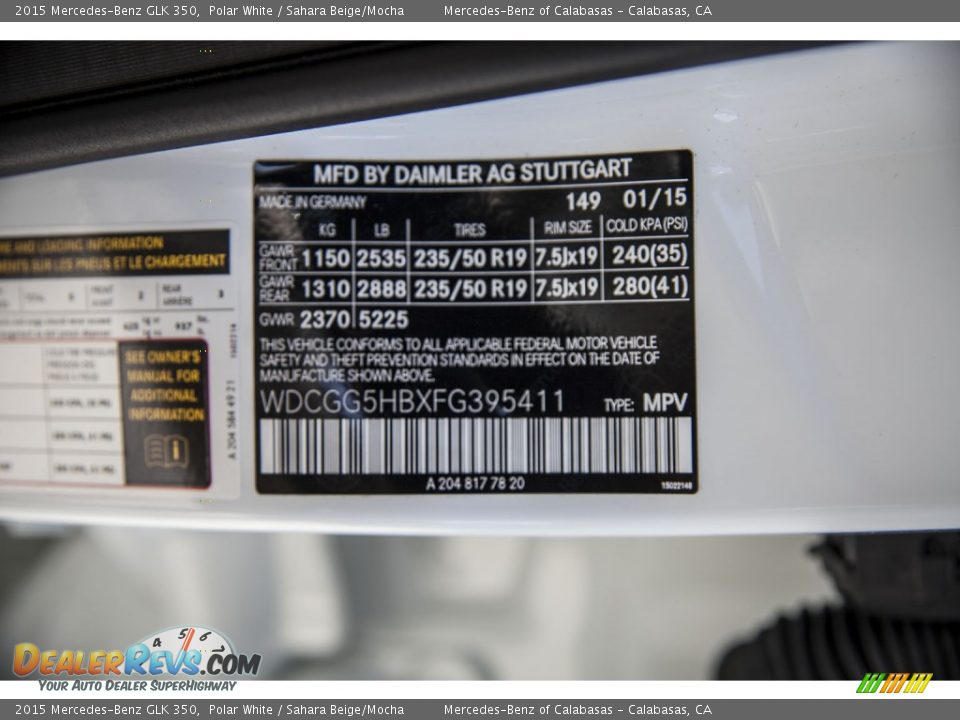 2015 Mercedes-Benz GLK 350 Polar White / Sahara Beige/Mocha Photo #7