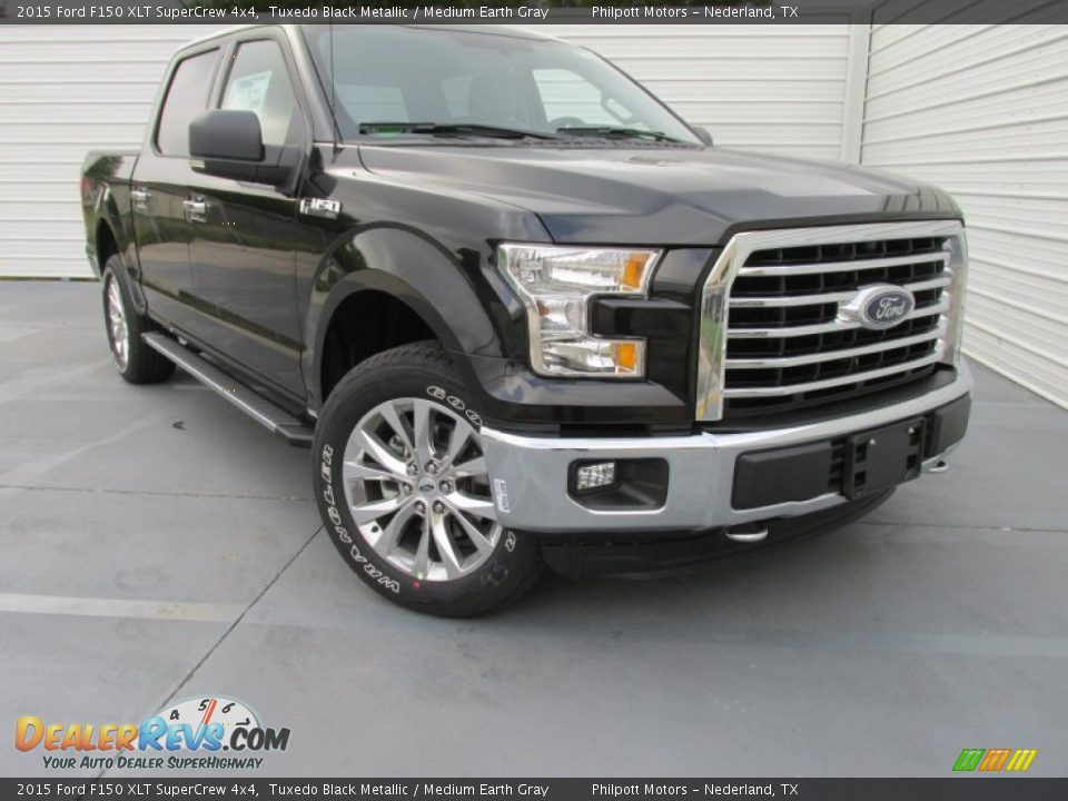 2015 Ford F150 XLT SuperCrew 4x4 Tuxedo Black Metallic / Medium Earth Gray Photo #1