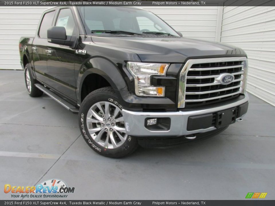 2015 Ford F150 XLT SuperCrew 4x4 Tuxedo Black Metallic / Medium Earth Gray Photo #2
