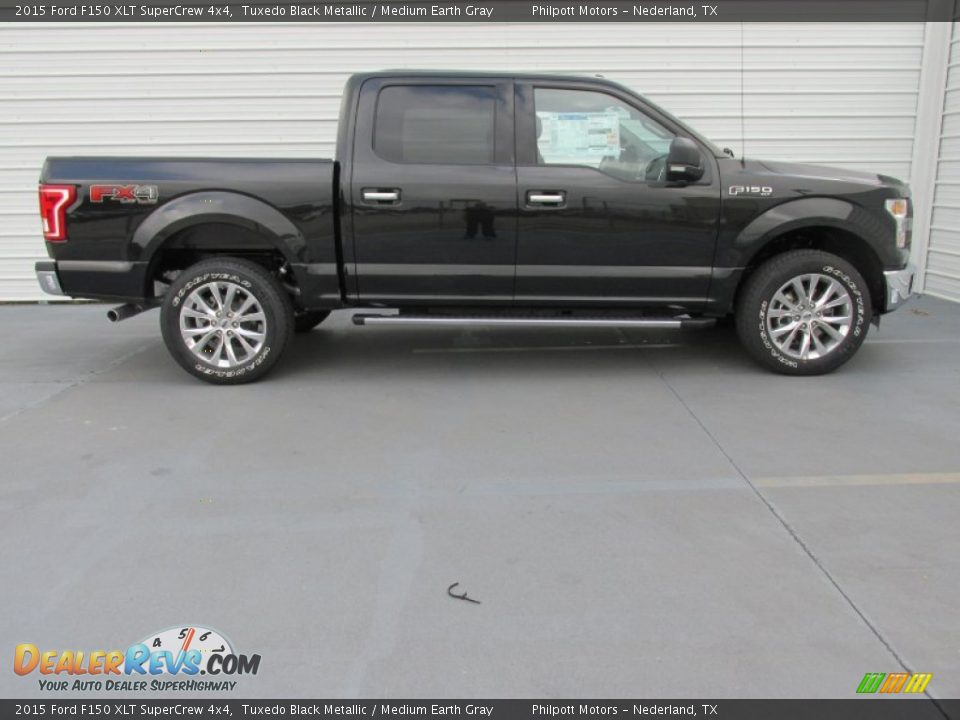 2015 Ford F150 XLT SuperCrew 4x4 Tuxedo Black Metallic / Medium Earth Gray Photo #3