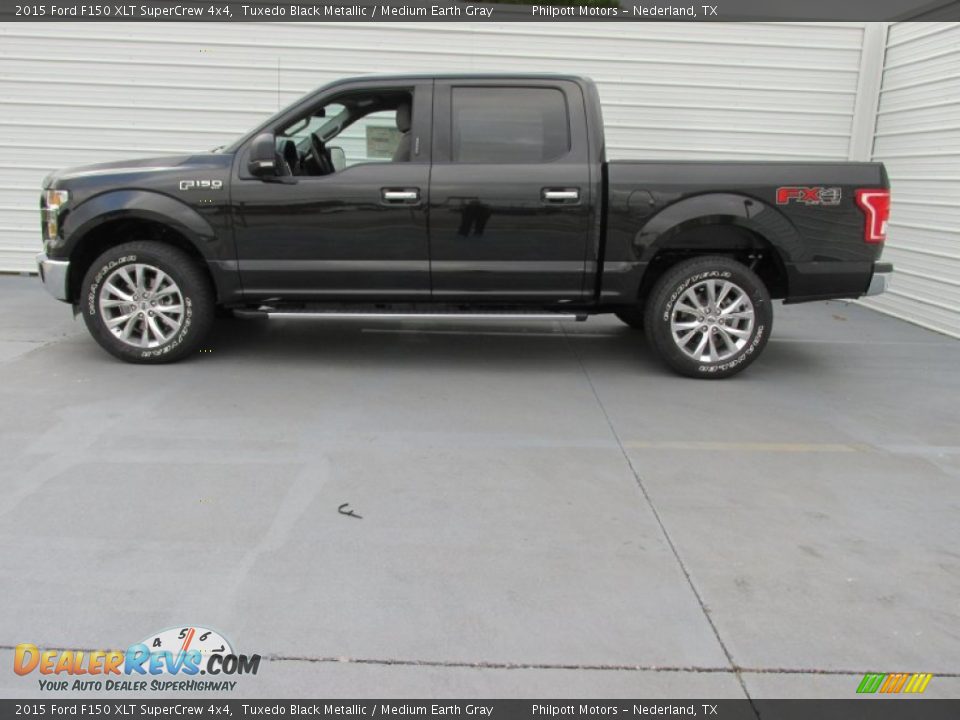 2015 Ford F150 XLT SuperCrew 4x4 Tuxedo Black Metallic / Medium Earth Gray Photo #6