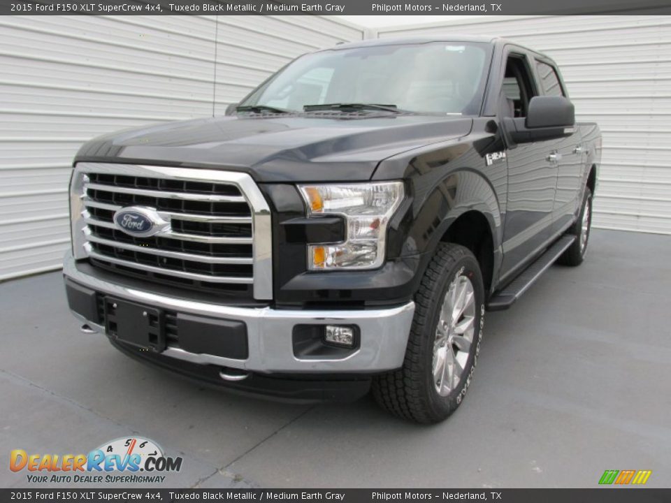 2015 Ford F150 XLT SuperCrew 4x4 Tuxedo Black Metallic / Medium Earth Gray Photo #7