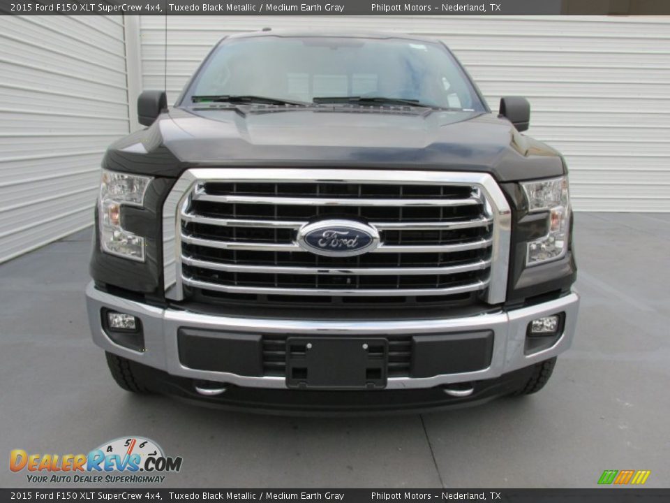 2015 Ford F150 XLT SuperCrew 4x4 Tuxedo Black Metallic / Medium Earth Gray Photo #8