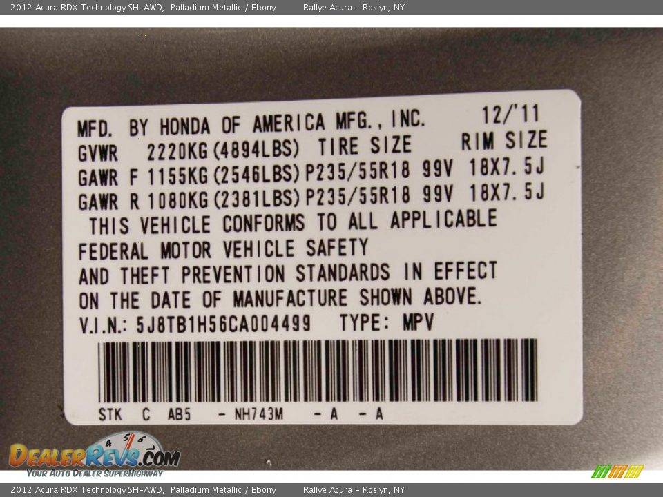 2012 Acura RDX Technology SH-AWD Palladium Metallic / Ebony Photo #21