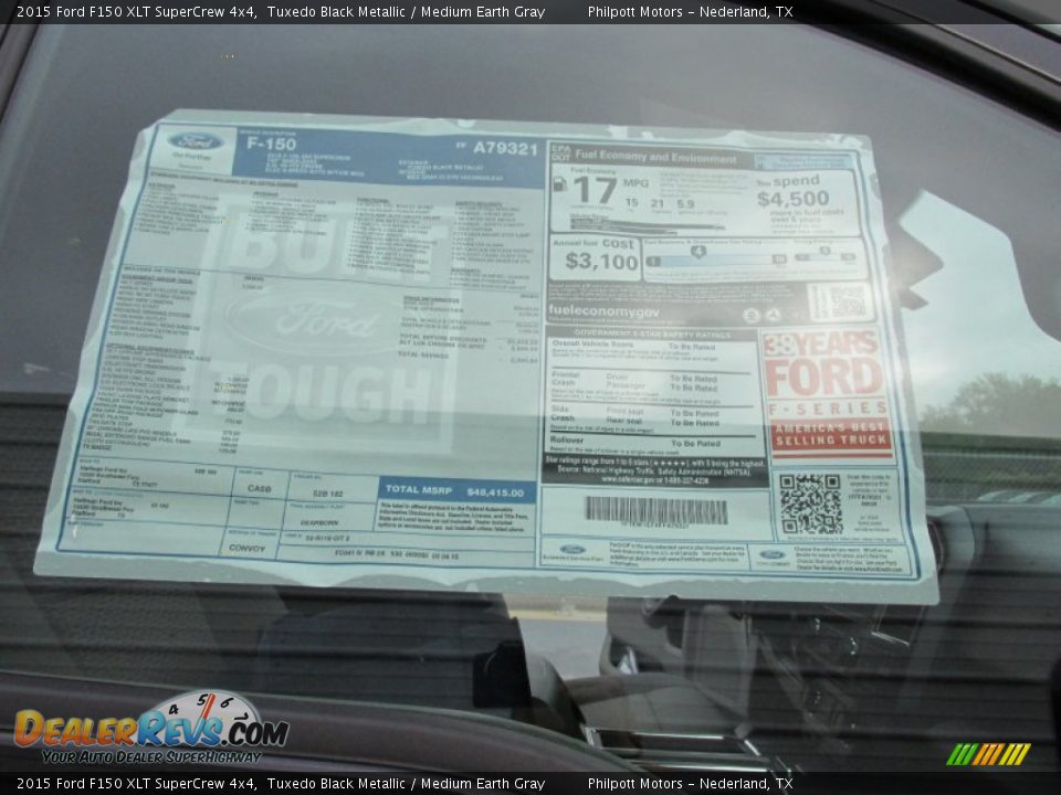 2015 Ford F150 XLT SuperCrew 4x4 Tuxedo Black Metallic / Medium Earth Gray Photo #36