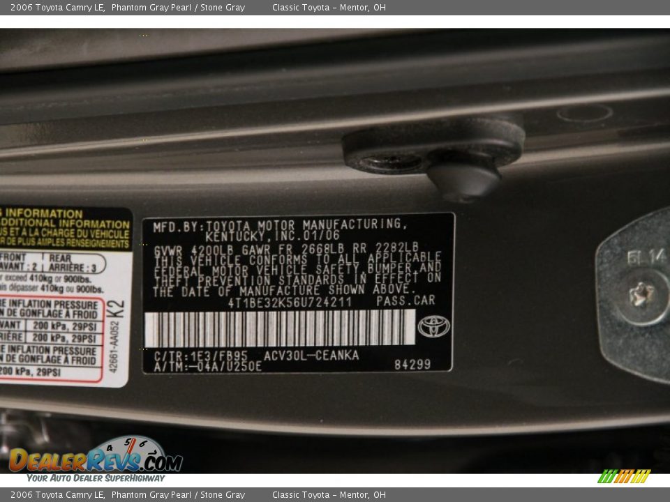 2006 Toyota Camry LE Phantom Gray Pearl / Stone Gray Photo #16