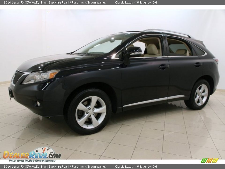 2010 Lexus RX 350 AWD Black Sapphire Pearl / Parchment/Brown Walnut Photo #3